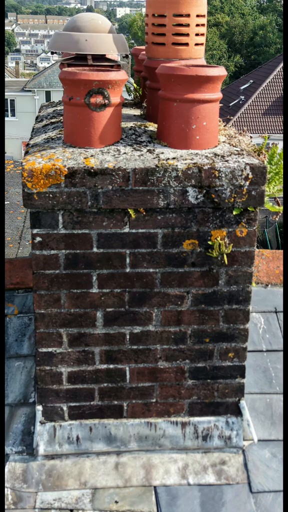 Brick chimney before repointing